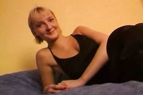 An attractive French blonde fucked on the bed