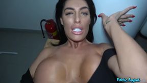 Glam brunette opens pussy to get it fucked outdoors