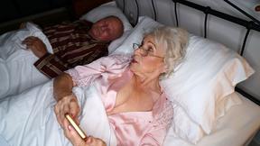 ”70+ grandma fucking much younger shaft while her hubby is resting!”