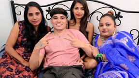 Desi Girlfriend call his Boyfriend to enjoy sex with Her friends Full Hardcore one men Fucking three women foursome Video