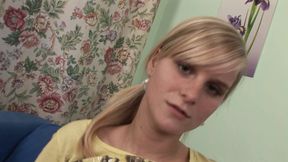 Blonde teen beauty lets me cum on her incredible huge tits