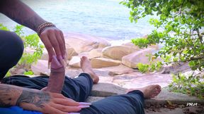 Handjob Surprise Ejaculation on the Beach