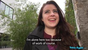 Pretty Young Big Boobs French Babe with Sexy Smily Cums Hard Outdoors