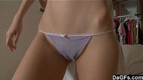 Shy teen in miniskirt gets her ass filled on the couch