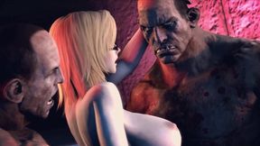 Animations girl gets group DP and ass fucked in stockings