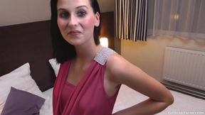 Amateur Czech babe sucks cock and takes facial