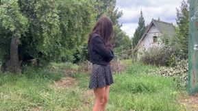 A modest village girl shows her tits and opens her ass to an impudent guy