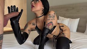 A sexy goth girl has her tight and juicy pussy fucked deep