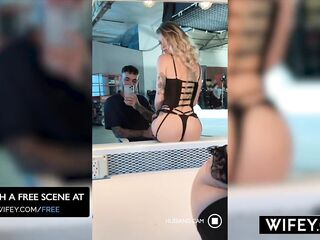 WIFEY Petite Hotwife Sammm Next Door Holds Hubby's Hand Whilst That babe Devours Monster BBC