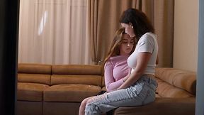 Shy Russian Lesbian girl kisses bestie's pussy in 69 position