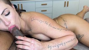 Milf swallows BBC and cries from anal thrusts to pussy creampie