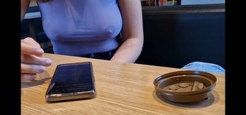 I flash my natural breasts in public at a McDonald's restaurant