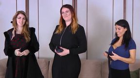 Three ladies strip naked in living room game gone wrong