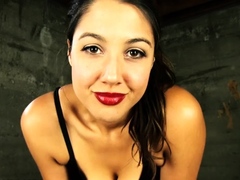 Busty curly brunette with big boobs fucks on couch