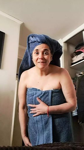 My husband's son waits for his gift in my bedroom