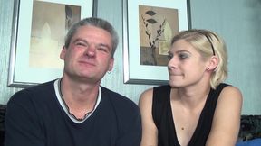 Hot German babe enjoys threesome with bisexual dudes