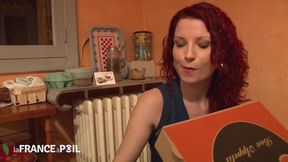Slutty French Redhead Delivers Pizza and Pussy