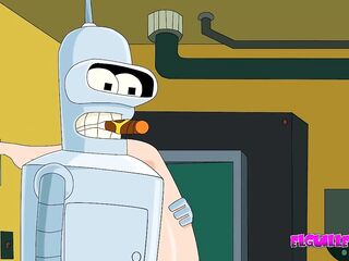Bender bangs Leela very hard and puts her inside him ( Futurama ) toon porn