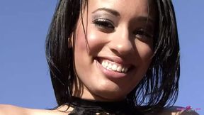 This ebony guy plows a sweet sensual girlfriend until his BBC explodes all over her