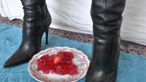 Smoking Mistress and Licking Dessert From Boot Soles, POV Clip, Lady Victoria Valente