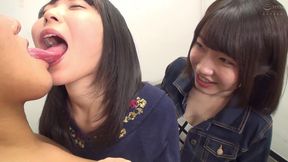 Two Bestie Amateur Girls: Sloppy French Kissing While Teasing Handjob 2 Special Edition -2