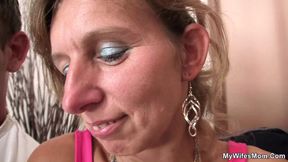 Young blonde wife watches him fucking her skinny mom