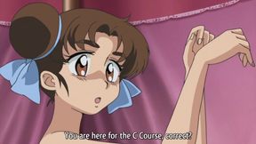 Robot girl grows a giant vibrator dick and double bangs cute hentai girl