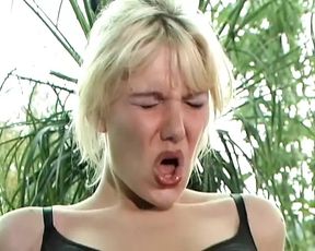 Superb German blonde gets double-penetrated so hard!