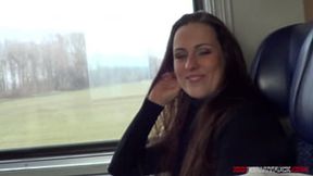 Czech porn star rides stranger's hard dick on a public train