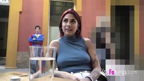 Clueless babe gets surprised by a big dicked street performer: Valeria Del Rio and the SUPERDICK!