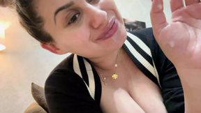 Old man is tired hot teen sucking his dick for cum in mouth