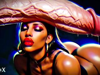 Large Titties And Booty Black Goddesses - White Dick Worship: Darksome ASMR & Extraordinary Contrast (4K AI Animated Porn)