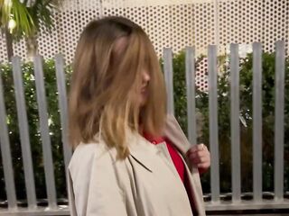 Pretty Golden-haired College Angel Models Underware and Takes Large White Weenie Bareback