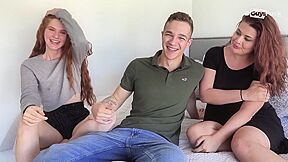 Guy gets strap on pegged by girls