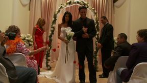 Super hot babe gets her pussy drilled after the wedding