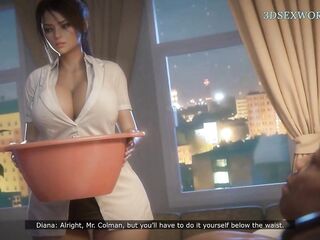 Large Titted mother I'd like to fuck Nurse Practice on Large Ebony Jock Patient (Realistic Sexgame)