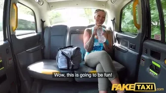 Busty tattooed blonde milf gets an anal pounding in a taxi
