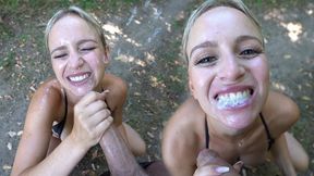 Even In Summer It Rains! Outdoor Blowjob + Piss And Cum Swallow - Baebaezoe