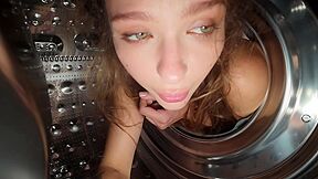 Big Tits Stepsister Stucked In Washing Machine Gets Anal Fucked