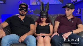 19-year-old Petite has her first threesome with a 33-year-old man and a young man of 24