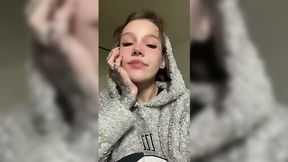 Busty Frisky Kitty-girl Likes To Lick Her Boobs And Feet And Play With Her Creamy Pussy