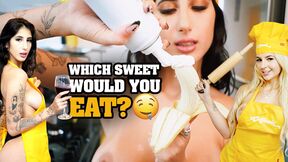 ”Sexy lesbo girls in aprons & panties cooking just for you!”