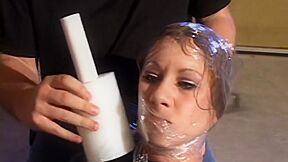 Tight Mummification :: Duct Tape Bondage in Garage: Tape Doll Submission