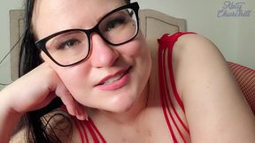 Valentine's Day JOI from BBW in red bodystocking - jerk off instruction, masturbation encouragement, Katy Churchill, lingerie