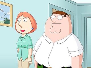 A cartoon guy is banging his neighbor's wife, while he is on his way home