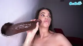 Petite Asian MILF takes on a BBC and a BWC at the glory hole