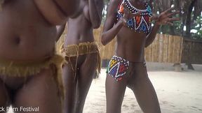 3 Tribal African Babes Shake Their Booties in Wild Fucking Rain Dance