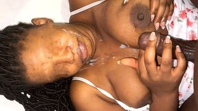 Horny Stepmother Rides a Huge BBC After a Sloppy Blowjob and Gets a Facial