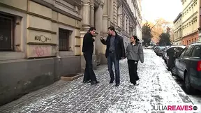 Skinny cutie gets double smashed by two studs