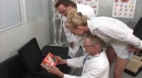 Doctors fucking their patient before a threesome facial